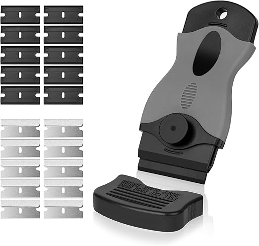 Flintronic Skrobak, uniwersalny skrobak do czyszczenia do usuwania kleju, malowania, naklejek z 10 metalowymi ostrzami i 10 ostrzami z tworzywa sztucznego