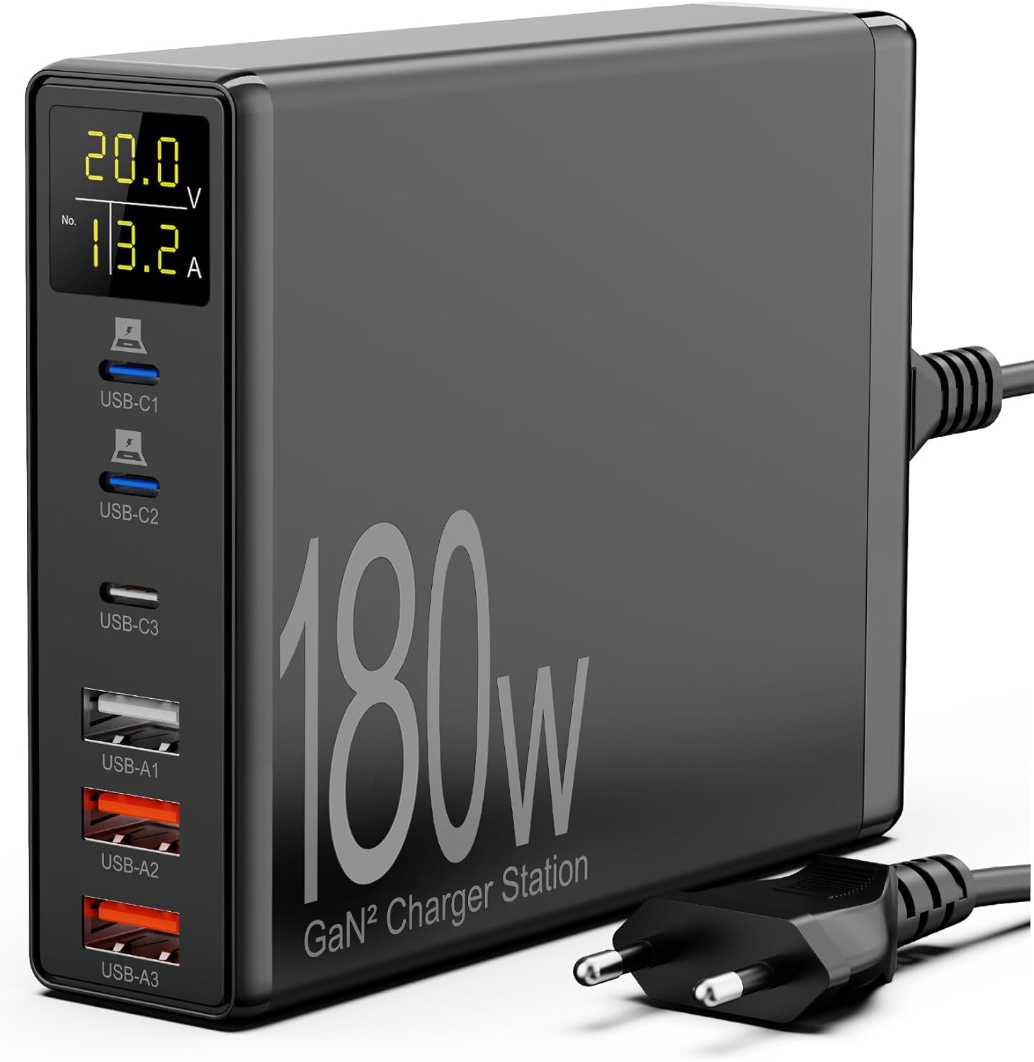 Ładowarka sieciowa Sanicata GAN2 USB, 180 W, 6 portów