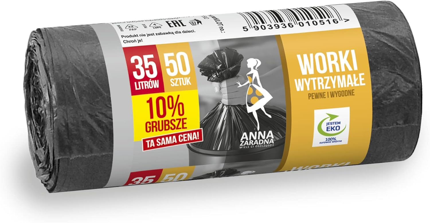 Anna Zaradna Worki na śmieci WYTRZYMAŁE 10% grubsze 35L 50szt
