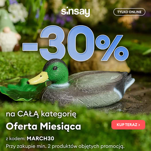 -30% na kategorię Oferta Miesiąca w [Sinsay] (min. 2 produkty)