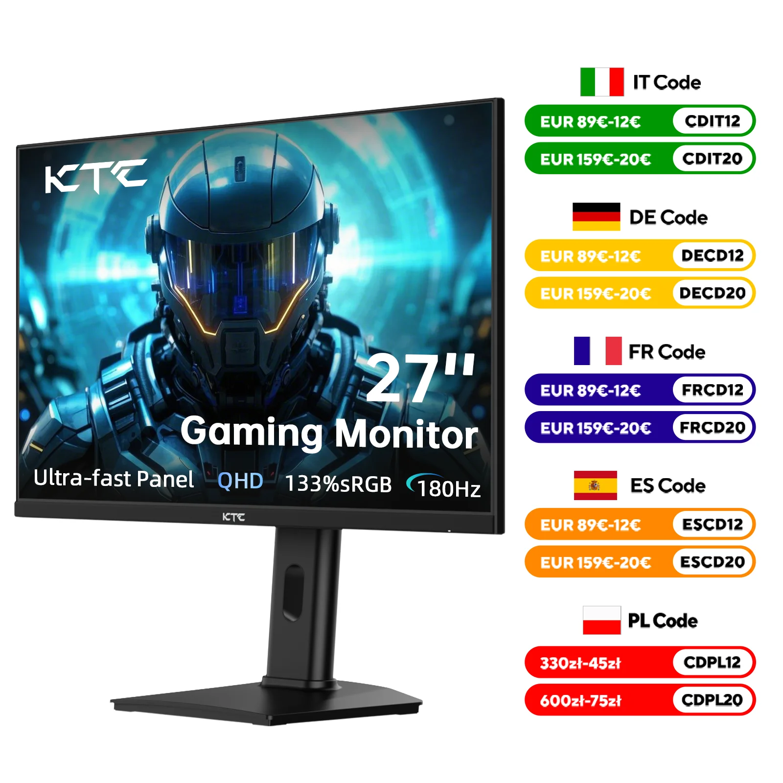 Monitor gamingowy KTC 27 cali, 2K@180Hz / 144Hz 1440P