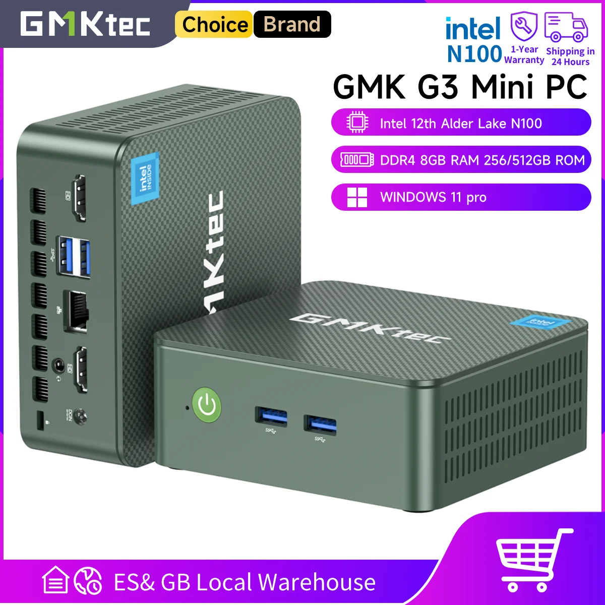 Mini PC GMKtec G3 Intel Alder Lake N100 Windows 11 Pro 8 GB RAM HD 256 GB