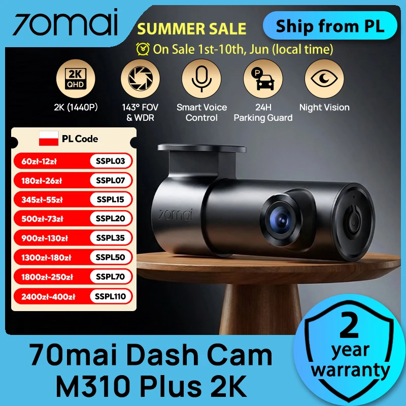 Wideorejestrator 70mai M310 Plus 2K 1440P