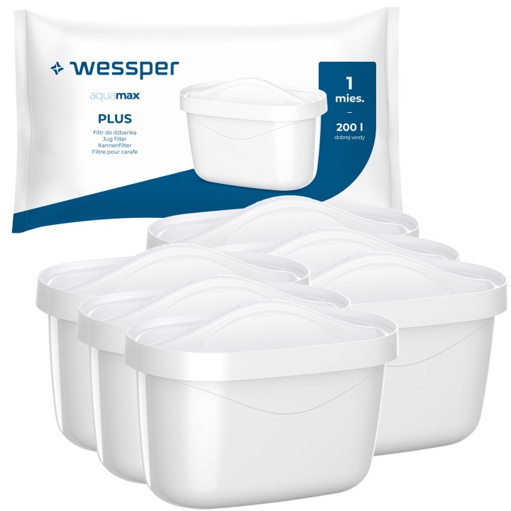 6x filtr WESSPER AQUAMAX PLUS (do DZBANKA AQUAPHOR, BRITA, DAFI)