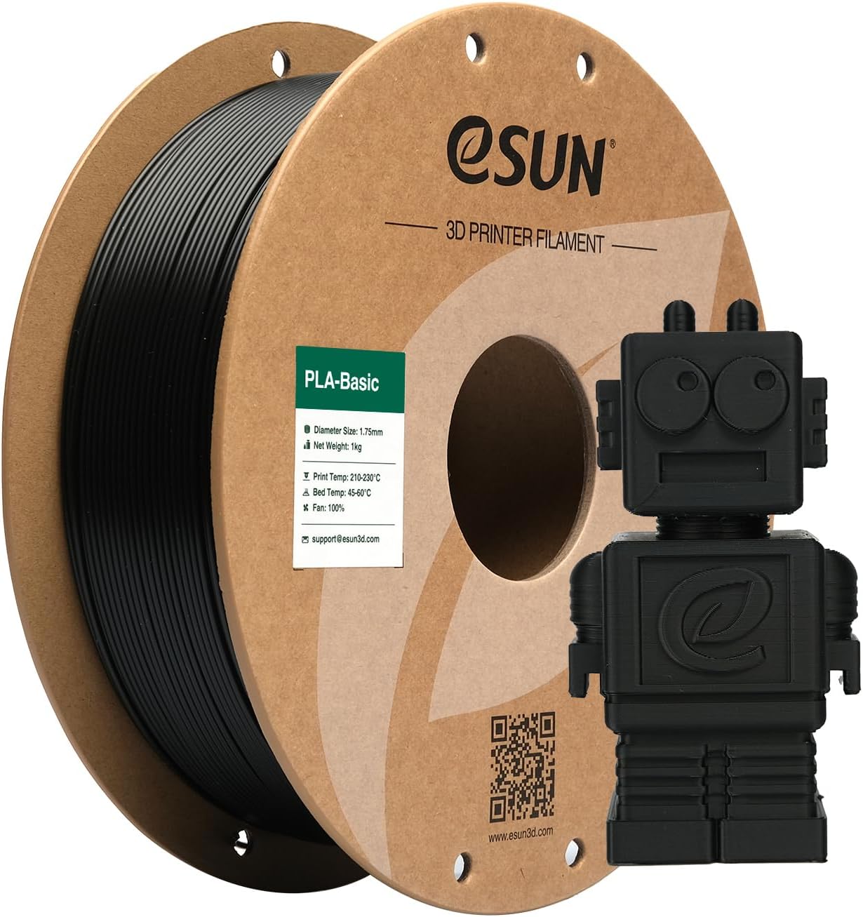 eSUN PLA Basic Filament 1.75mm do drukarki 3D 1kg Czarny