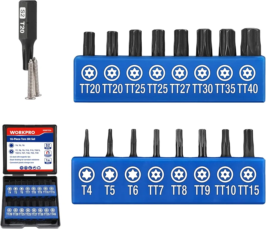 WORKPRO Security Torx zestaw bitów 16 szt.