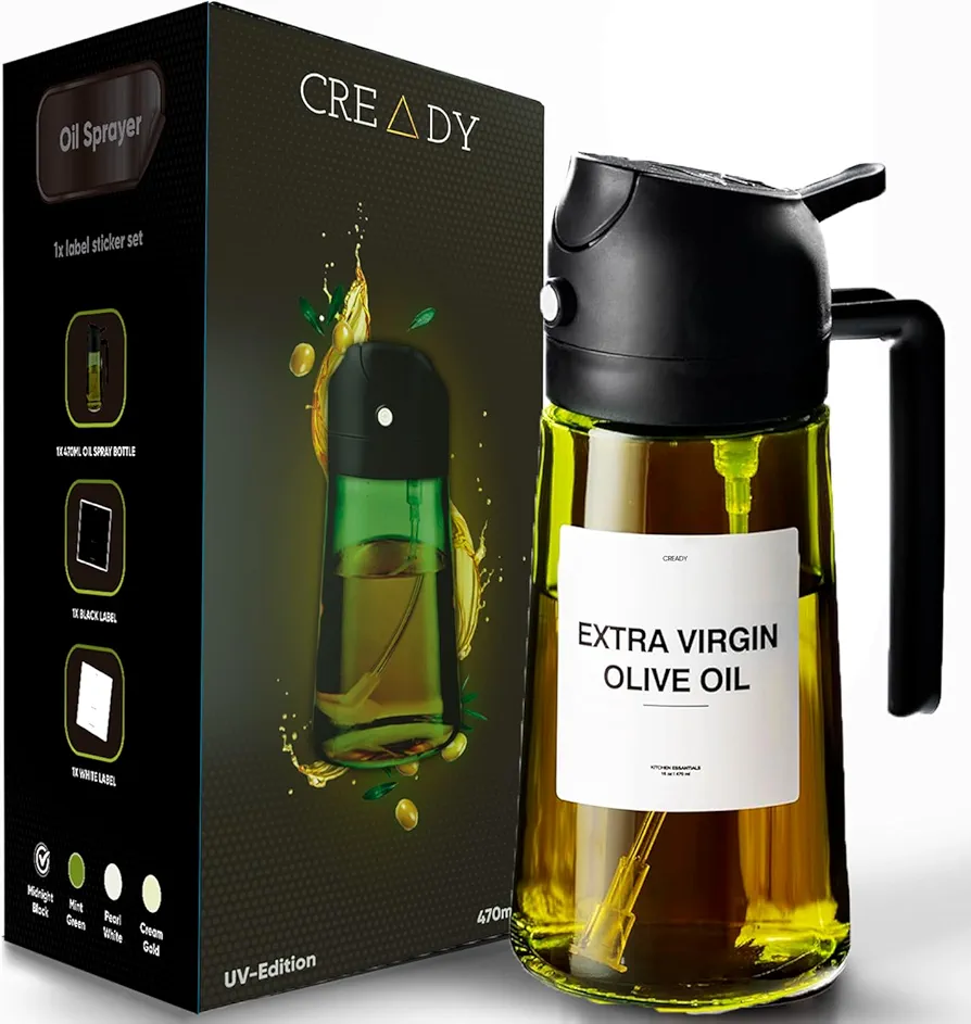 CREADY dozownik oleju w sprayu 470 ml, butelka 2w1 do rozpylania i nalewania ( 4 kolory do wyboru )