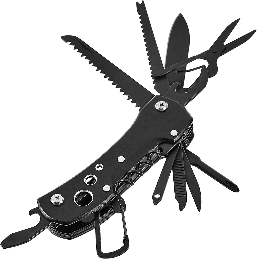 Amazon Basics – scyzoryk wielofunkcyjny 15 w 1 z etui, czarny.