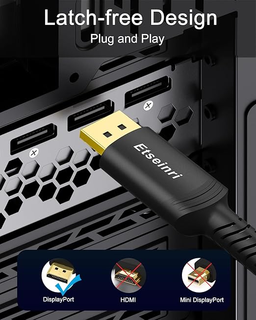 Etseinri Kabel DisplayPort 2M, Certyfikowany Kabel Display Port 1.4