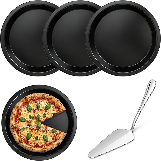 Blacha do pizzy, tarty, 16 cm (nieprzywierająca) - 4 szt. + łopatka do ciasta
