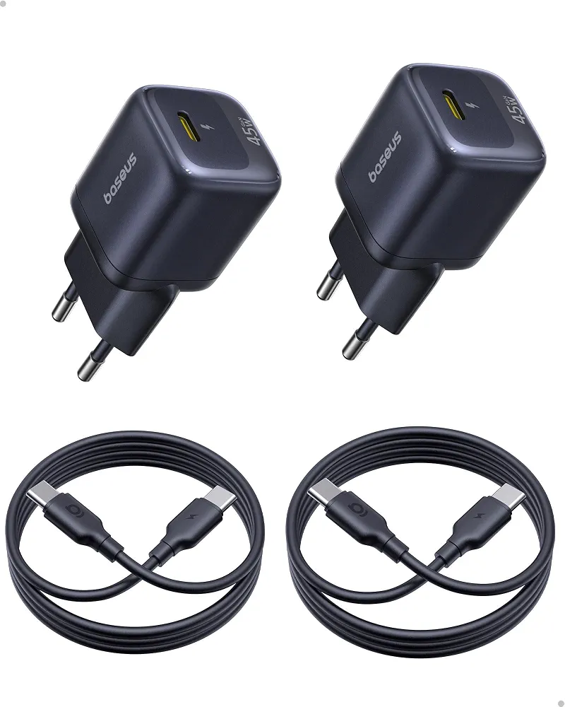Baseus Ładowarka USB C 45W Zestaw 2 Szybkich Ładowarek GaN