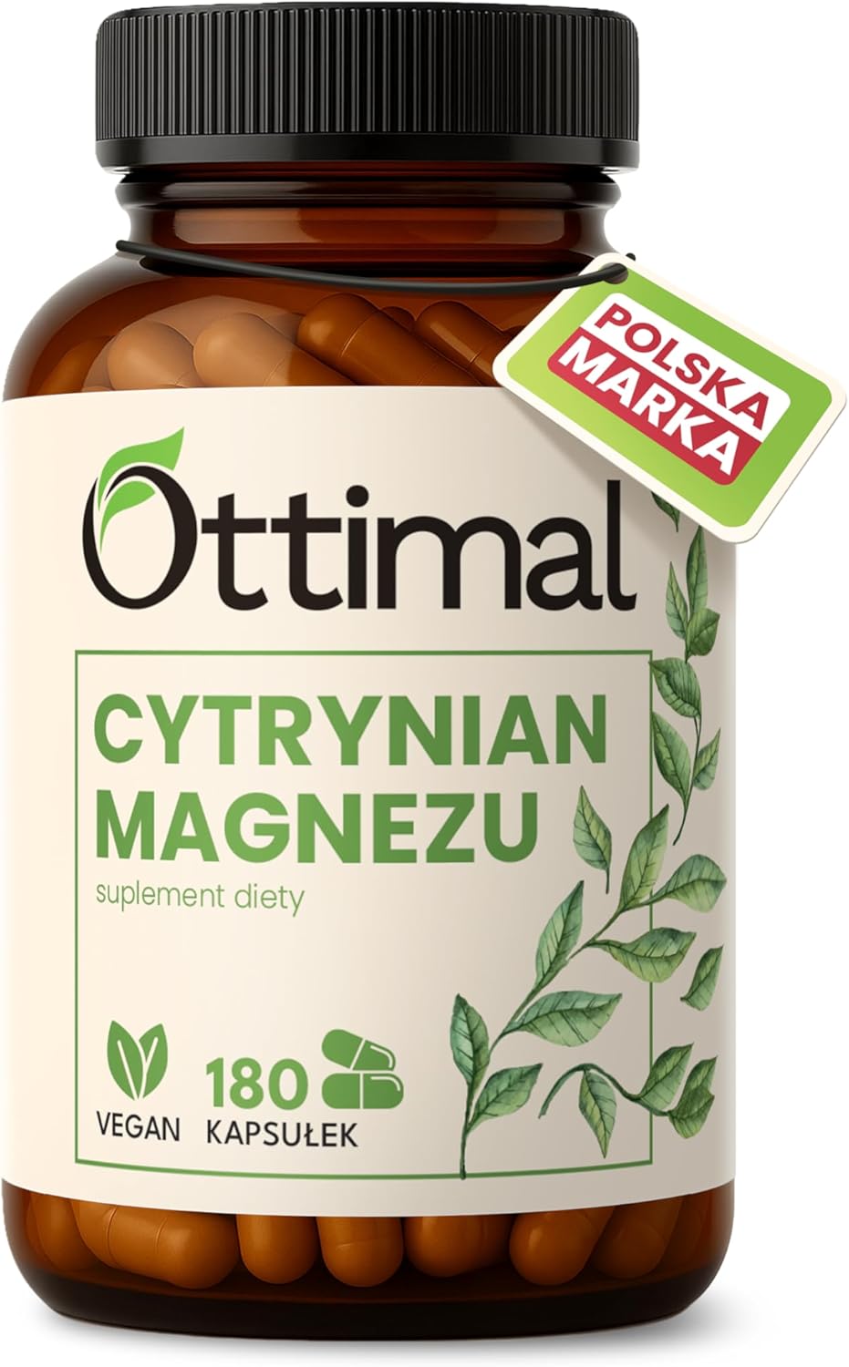 Magnez Cytrynian Magnezu 180 kaps 400mg 107% RWS bez dodatków i wypełniaczy