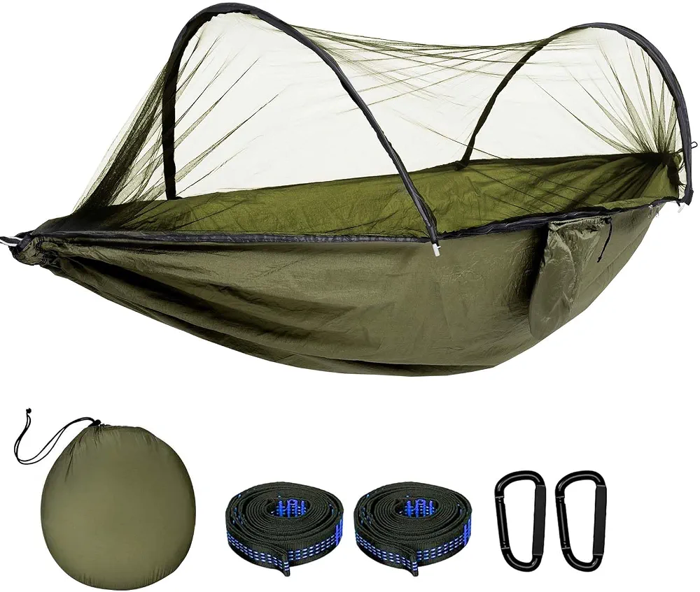DEPAR Hamak 270 x 140 cm ultralekki hamak outdoorowy z moskitierą