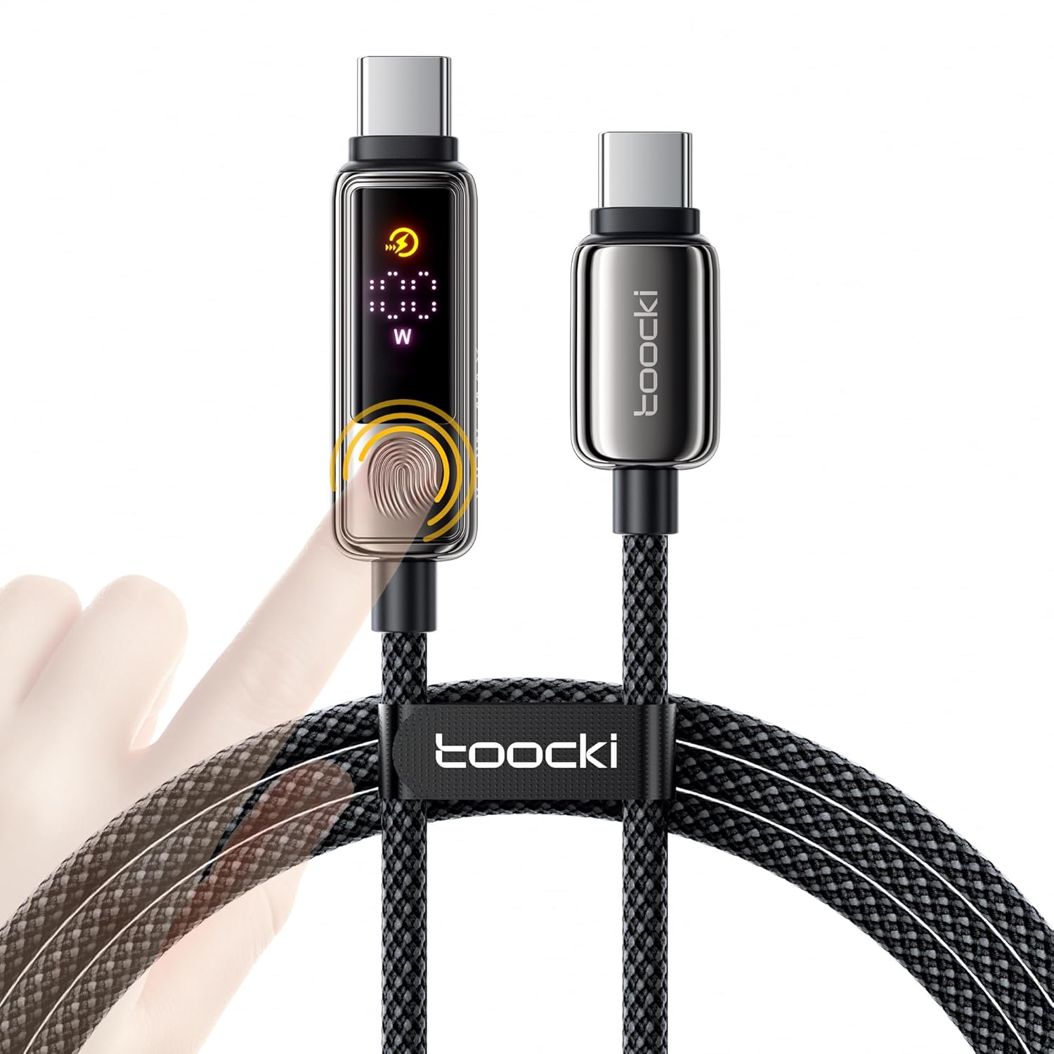 Kabel USB C na USB C Toocki, 100 W, 2 metry, z wyświetlaczem LCD