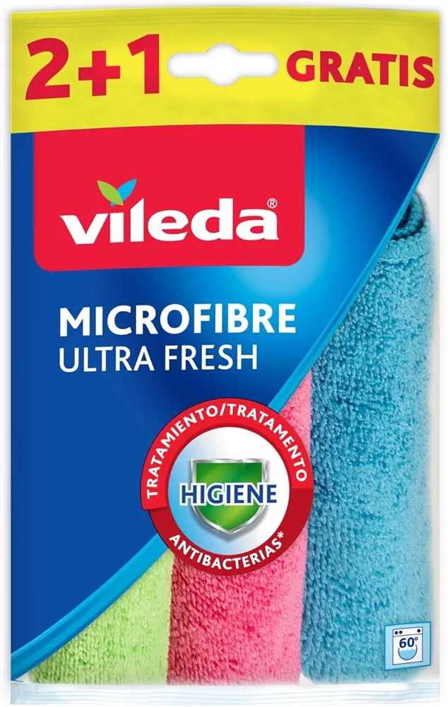 Vileda Ściereczka Mikrofibra Ultra Fresh 3 sztuki - antybakteryjna formuła
