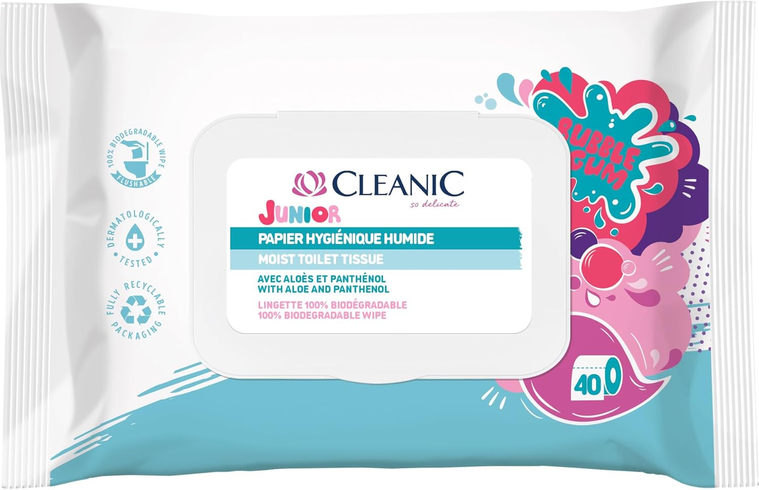 Cleanic Junior Nawilżany Papier Toaletowy 40 sztuk