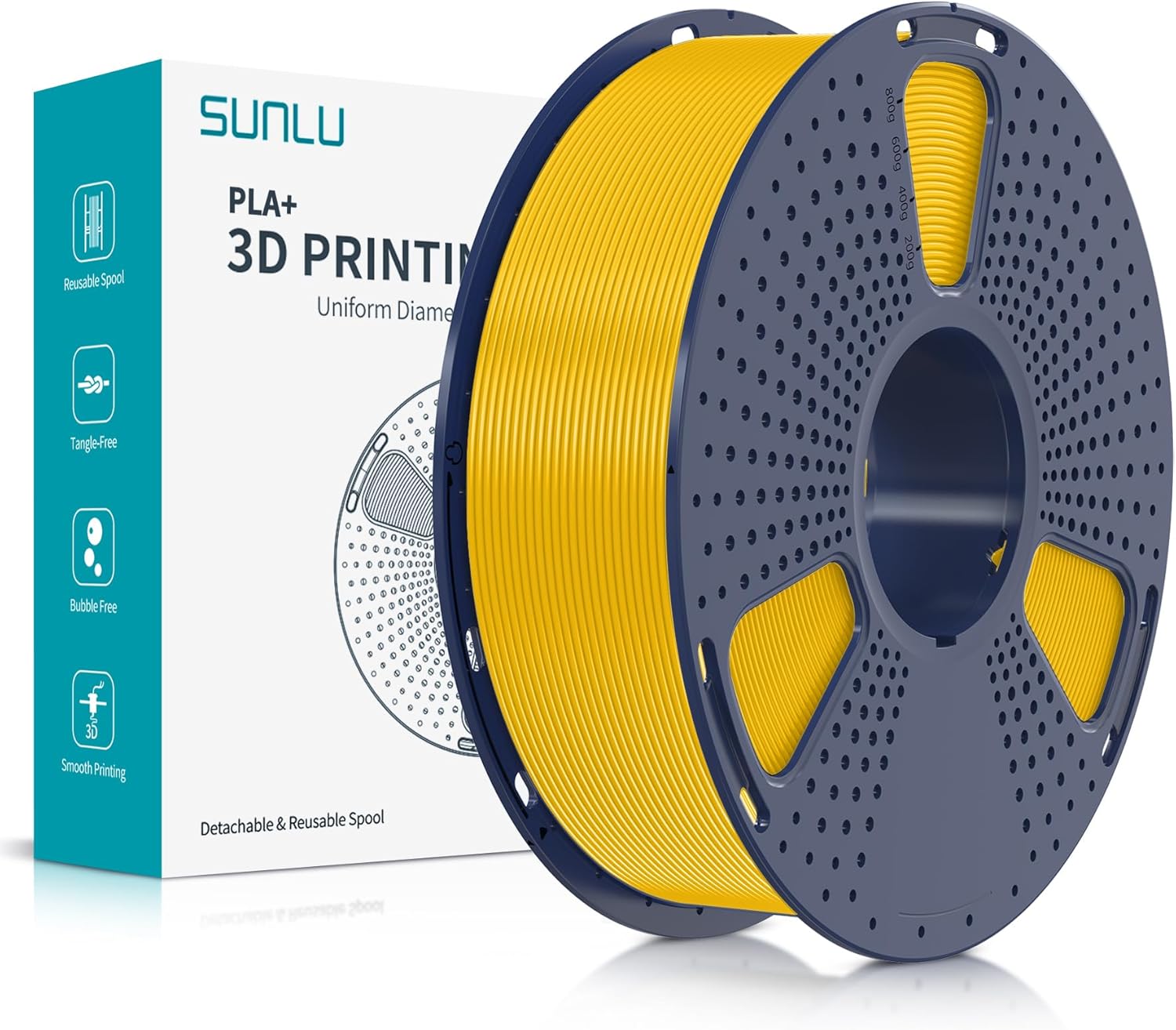 SUNLU PLA+ Filament, Filament PLA 1kg żółty