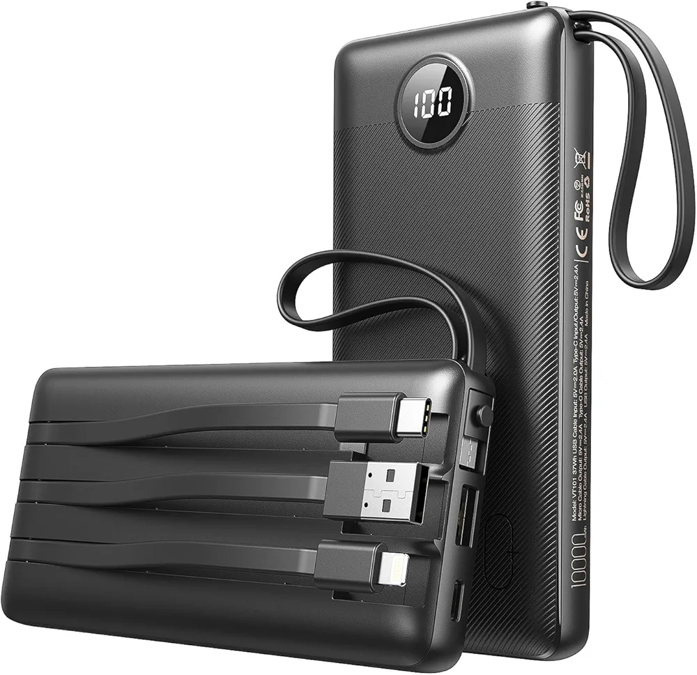 VEEKTOMX PowerBank 10000mAh - wbudowane przewody