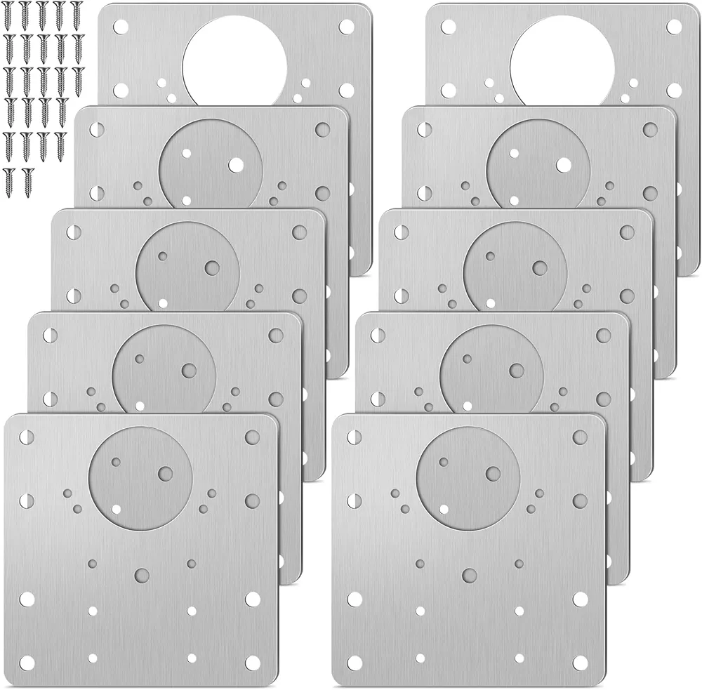 10 x Płytka naprawcza do szafek z zawiasami + 60 śrub