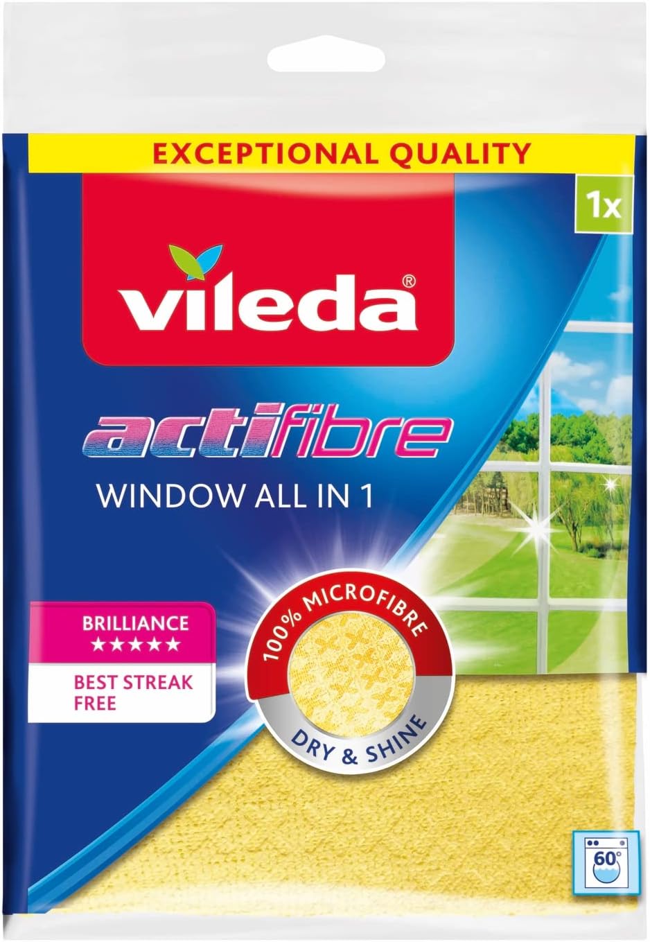 Vileda ściereczka ACTIFIBRE okienna 1 szt. - mycie okien bez smug i zacieków