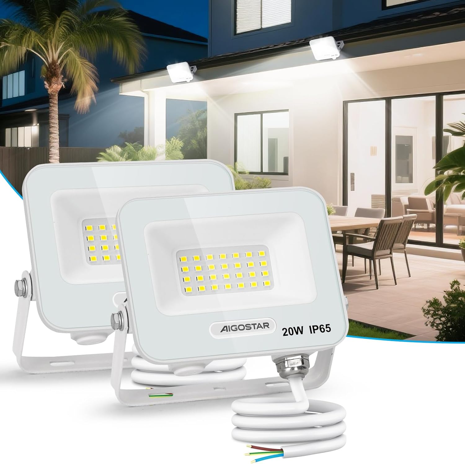 Aigostar - 20 W reflektor zewnętrzny LED, 1650 lm