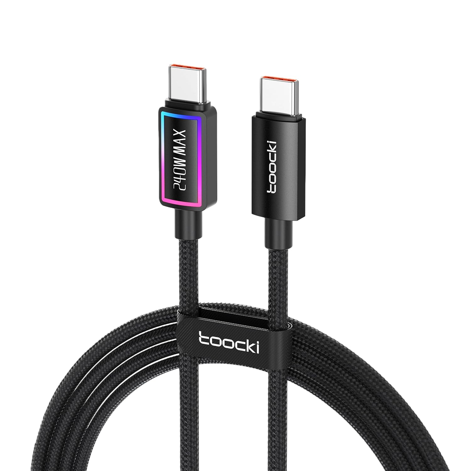 Kabel Szybkiego Ładowania toocki USB-C PD3.1 240W, 1M, Kolorowe RGB