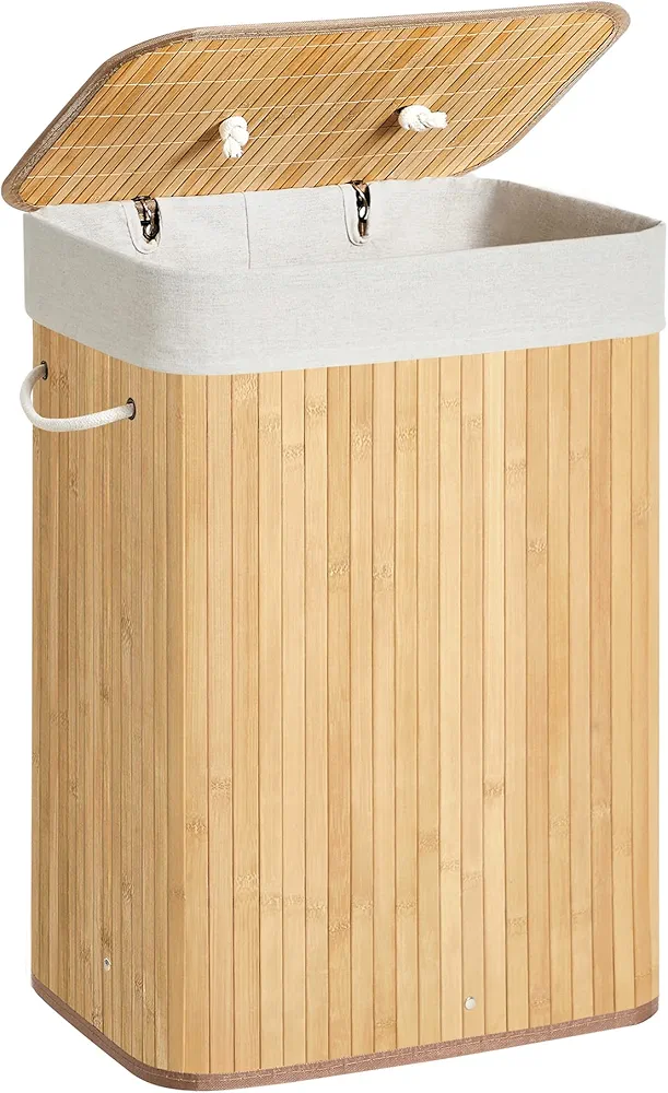 SONGMICS Bambusowy kosz na pranie 40 x 30 x 60 cm
