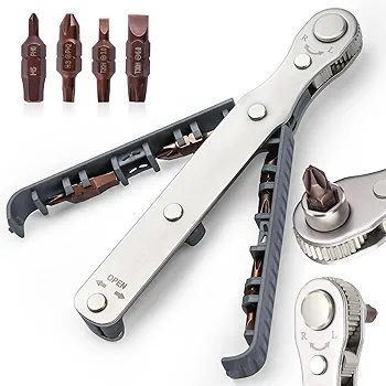 OSDUE Zestaw minikluczy z grzechotką, 1/4″, wkrętak odwracalny o wysokim momencie obrotowym