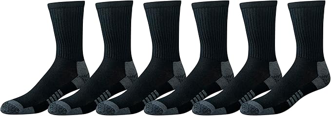 6 par skarpet Amazon Essentials Mężczyźni Performance, czarne (rozm. 41-45}
