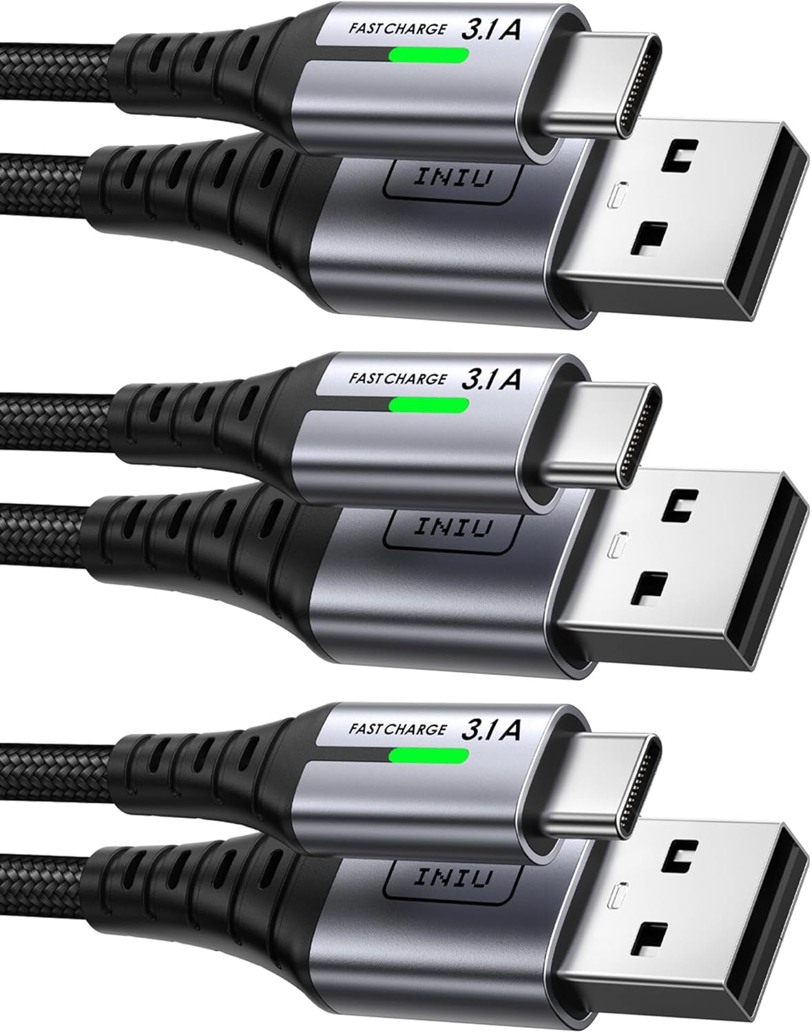 INIU Kabel ładujący USB C, [opakowanie 3 szt. 0,5+2+2 m]
