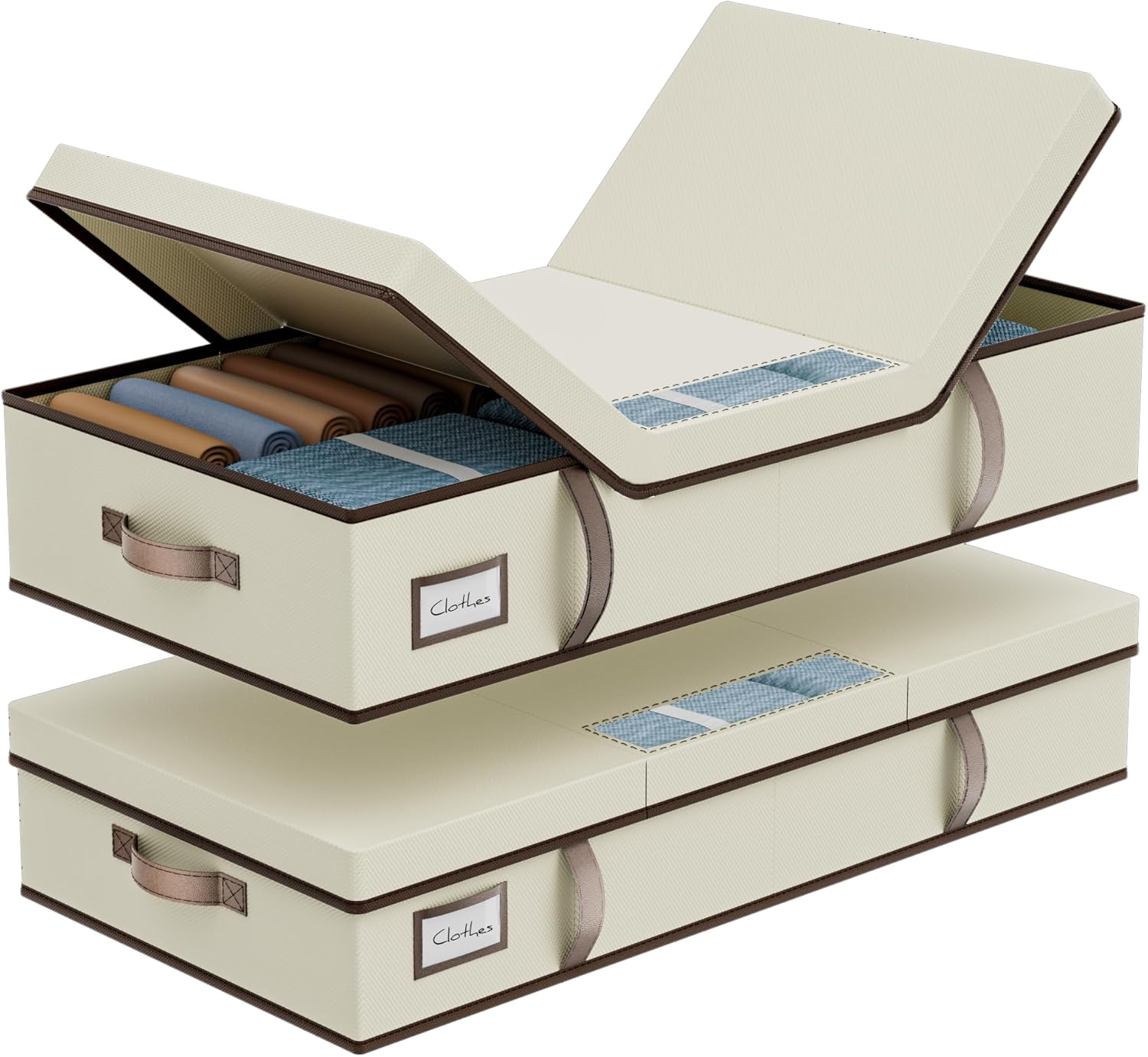 LAMU 2 sztuki pojemników do przechowywania pod łóżkiem, z pokrywkami i uchwytami.