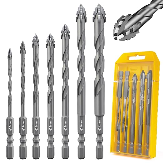 Flintronic Zestaw wierteł 7-częściowy 3/4/5/6/8/10/12 mm