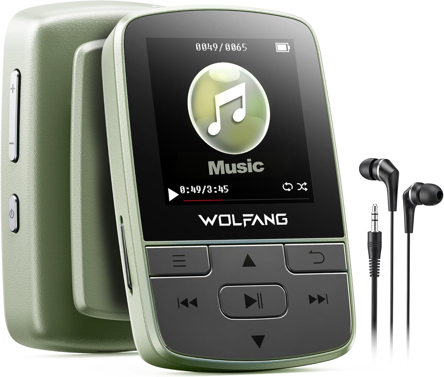 WOLFANG Odtwarzacze MP3 z Bluetooth 5.2, klips, waga 28 g, radio HiF FM + słuchawki