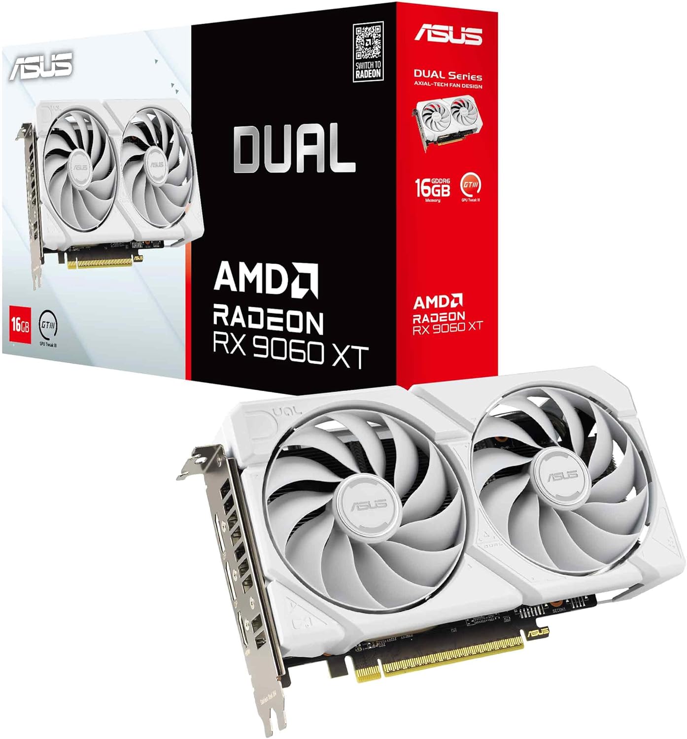 ASUS Dual Radeon RX9060XT 16G GDDR6 biała karta graficzna dla graczy