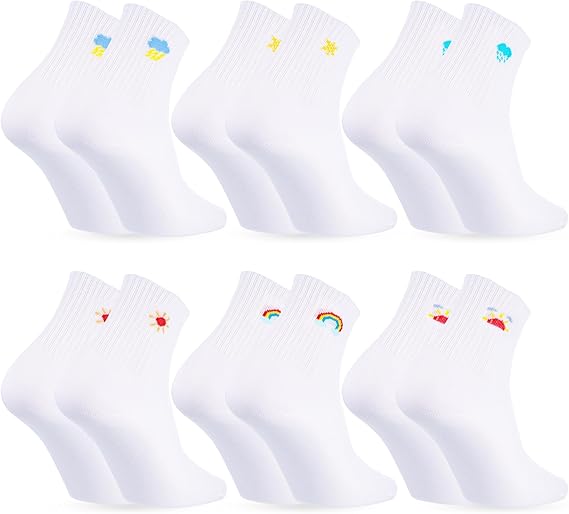 Skarpety dla dzieci w rozmiarze 31-34, 6 par, białe, bawełniane