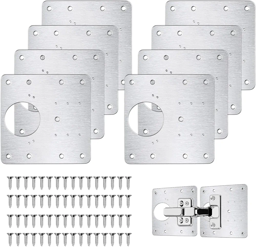 Płytka naprawcza do zawiasów drzwiowych -  (8 płytek naprawczych + 64 śruby)
