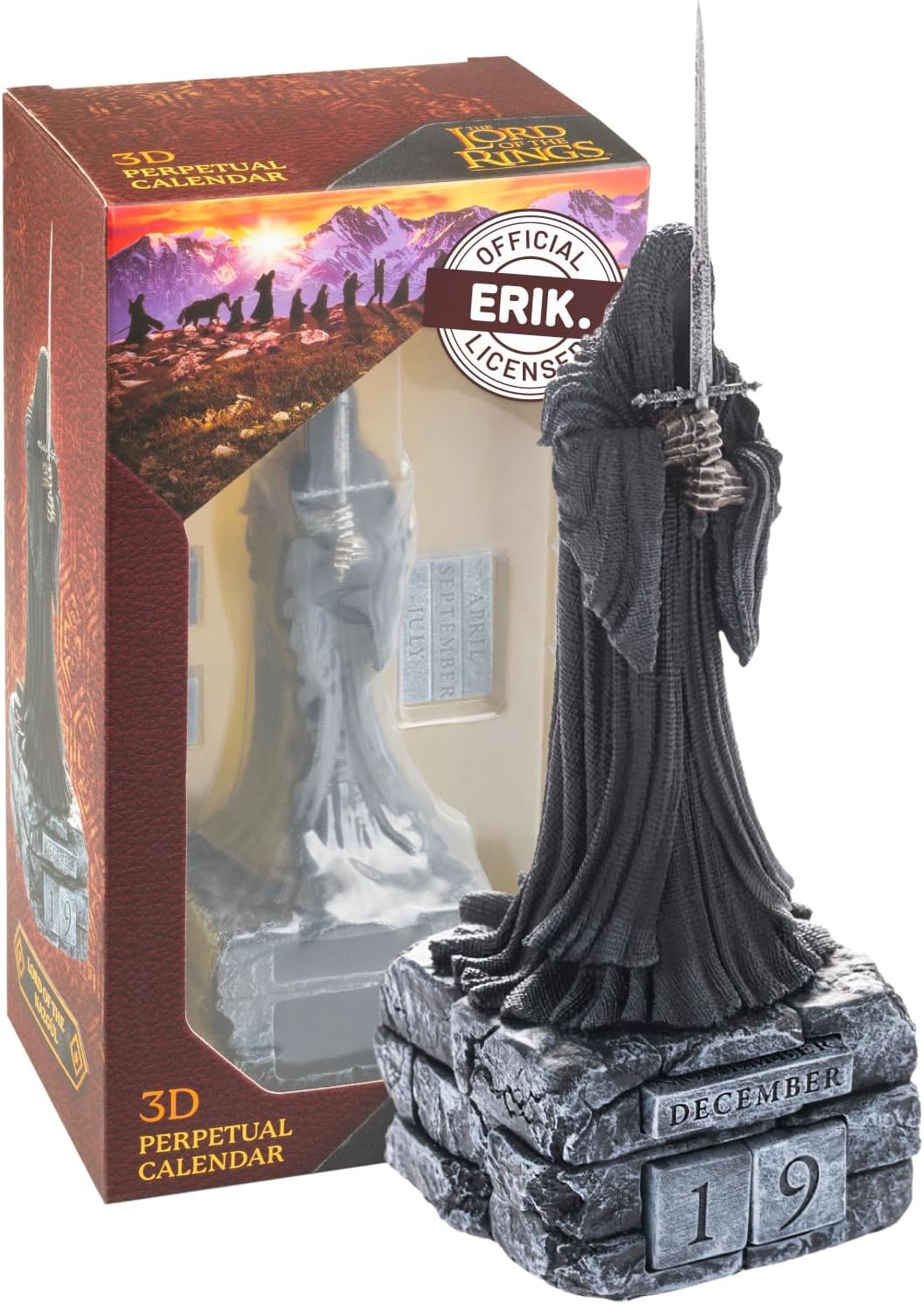 Figurka Czarnego Jeźdźcy Nazgul'a z wiecznym kalendarzem - Grupo Erik The Lord Of The Rings Perpetual Calendar | Flip Calendar 23 cm