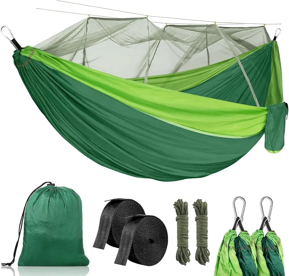Hamak z moskitierą 260 x 140 cm nośność 300 kg ultralekki i wytrzymały.