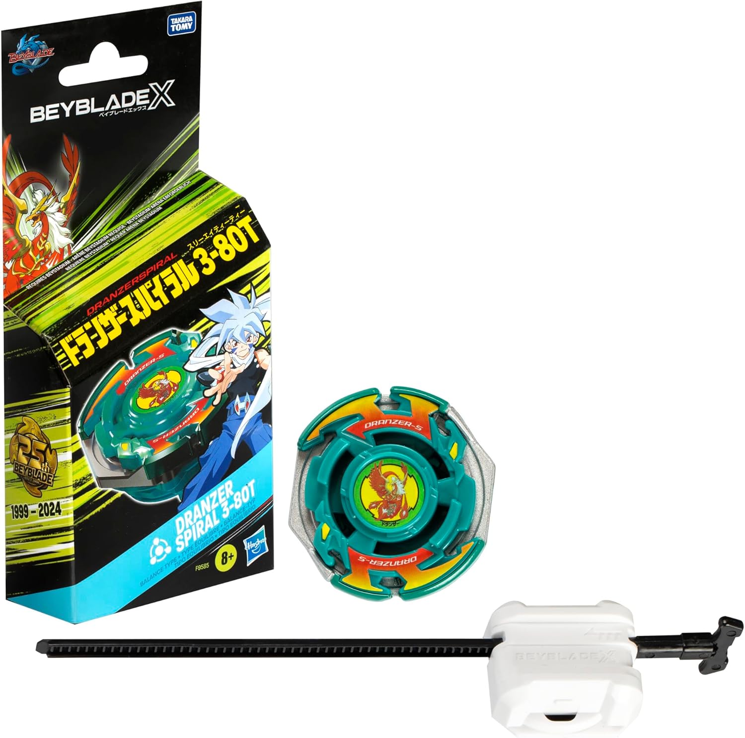 Beyblade X Dranzer Spiral 3-80T Anniversary X-Over, bączek i wyrzutnia