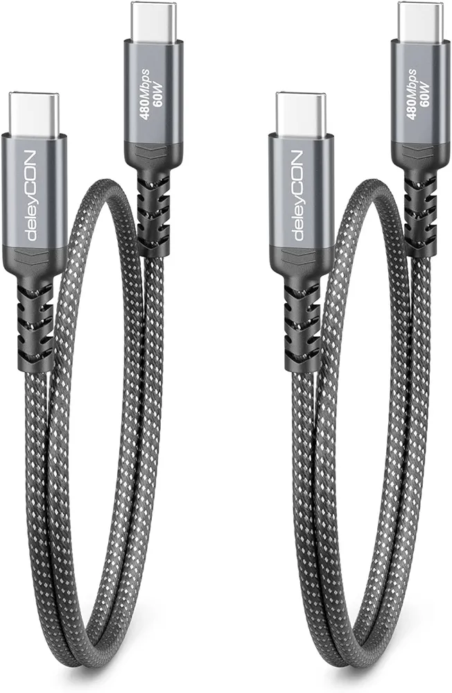 Zestaw 2 Kabli deleyCON USB-C do USB-C 60W PD 3.0 PPS
