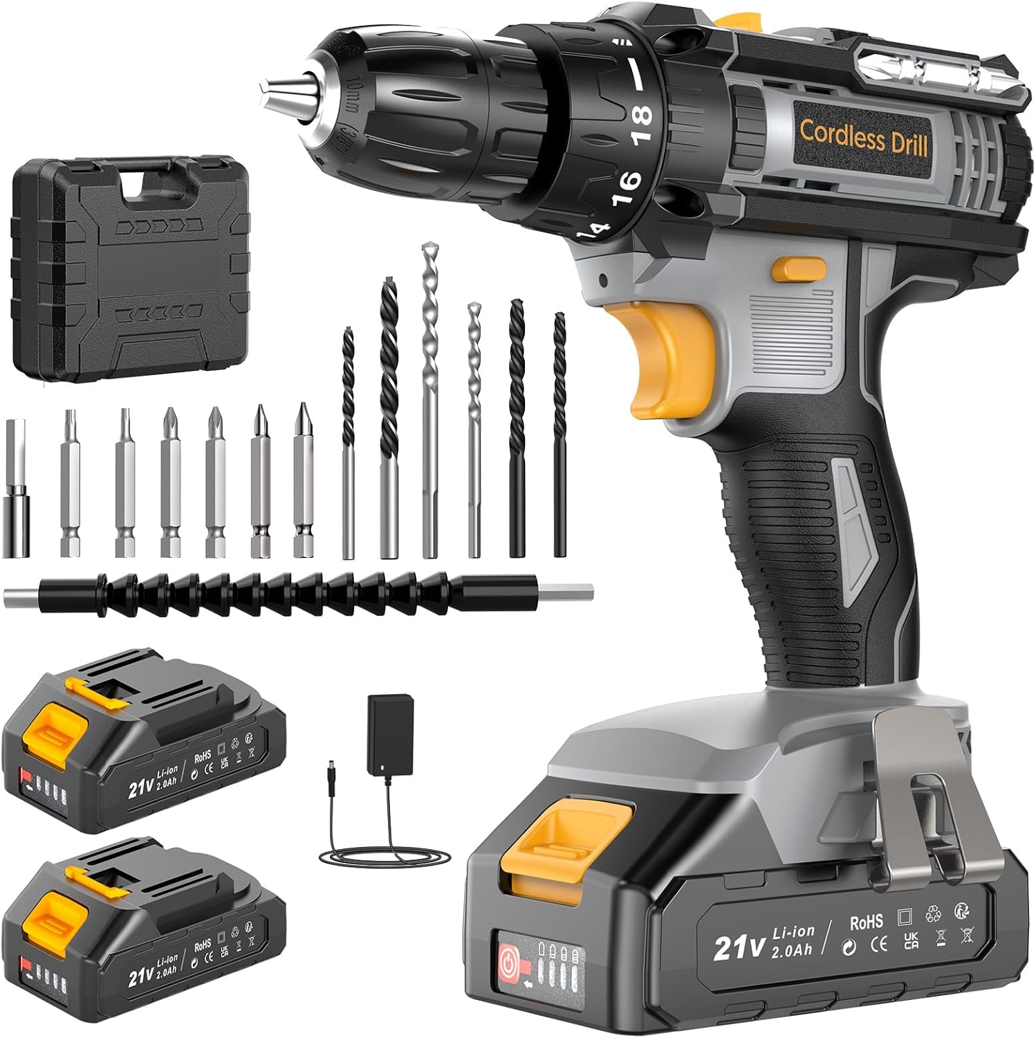 Wiertarka elektryczna z 2 akumulatorami 2,0 Ah