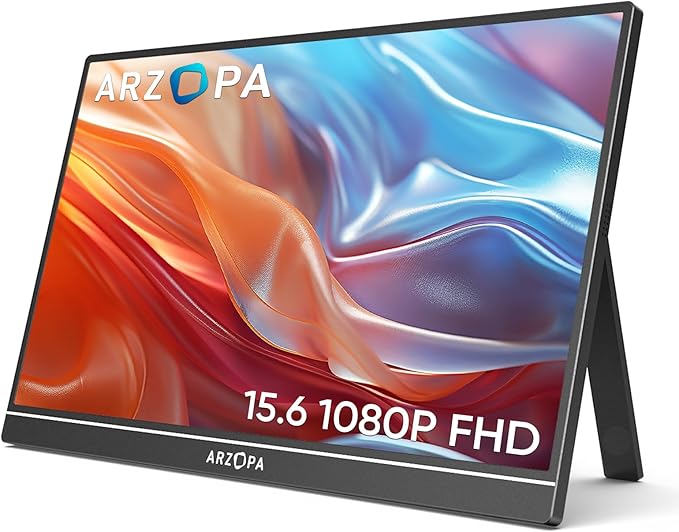 ARZOPA Przenośny monitor, 15,6" 1920×1080 FHD IPS
