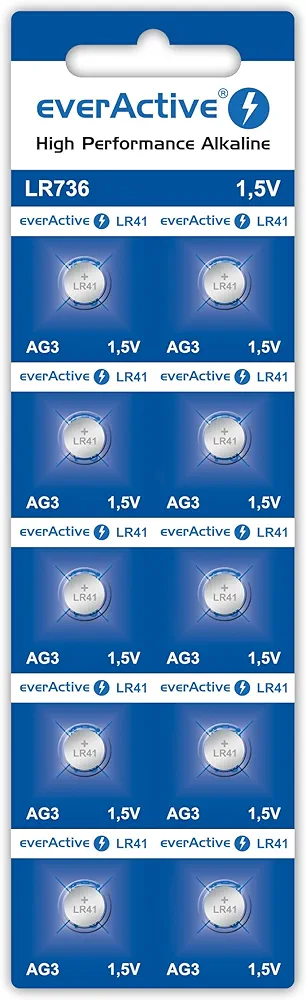 everActive AG3 1,5 V, 10 x baterie alkaliczne, Mini, G3 LR736 LR41, trwałość 5 lat, 10 sztuk