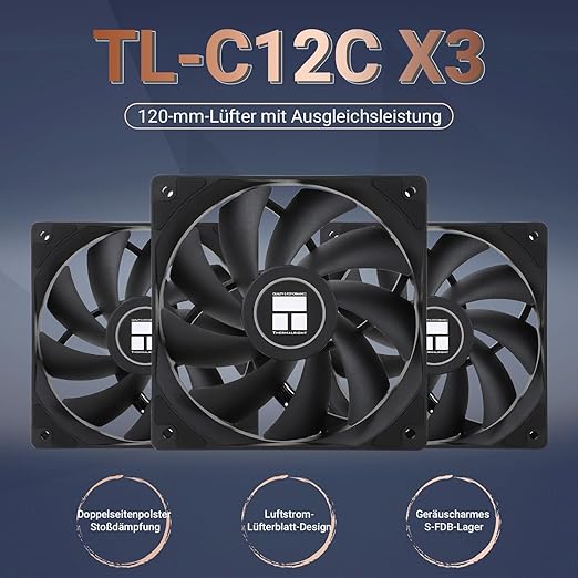 THERMALRIGHT Wentylator procesora TL-C12C X3 120 mm 4pin, zestaw 3 sztuk