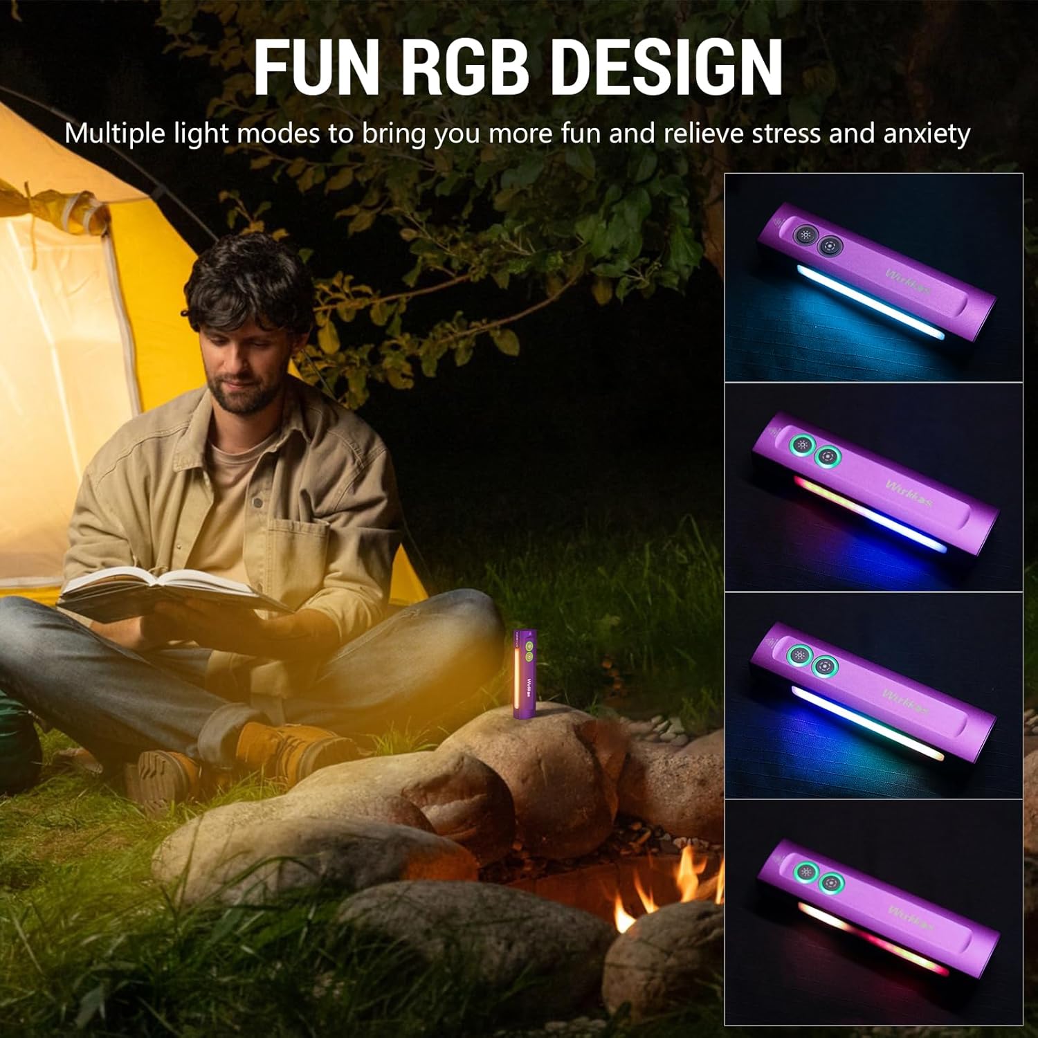 Latarka Wurkkos HD01 kolor liliowy - z UV 365nm, 1200 lm i RGB - z amazon.pl