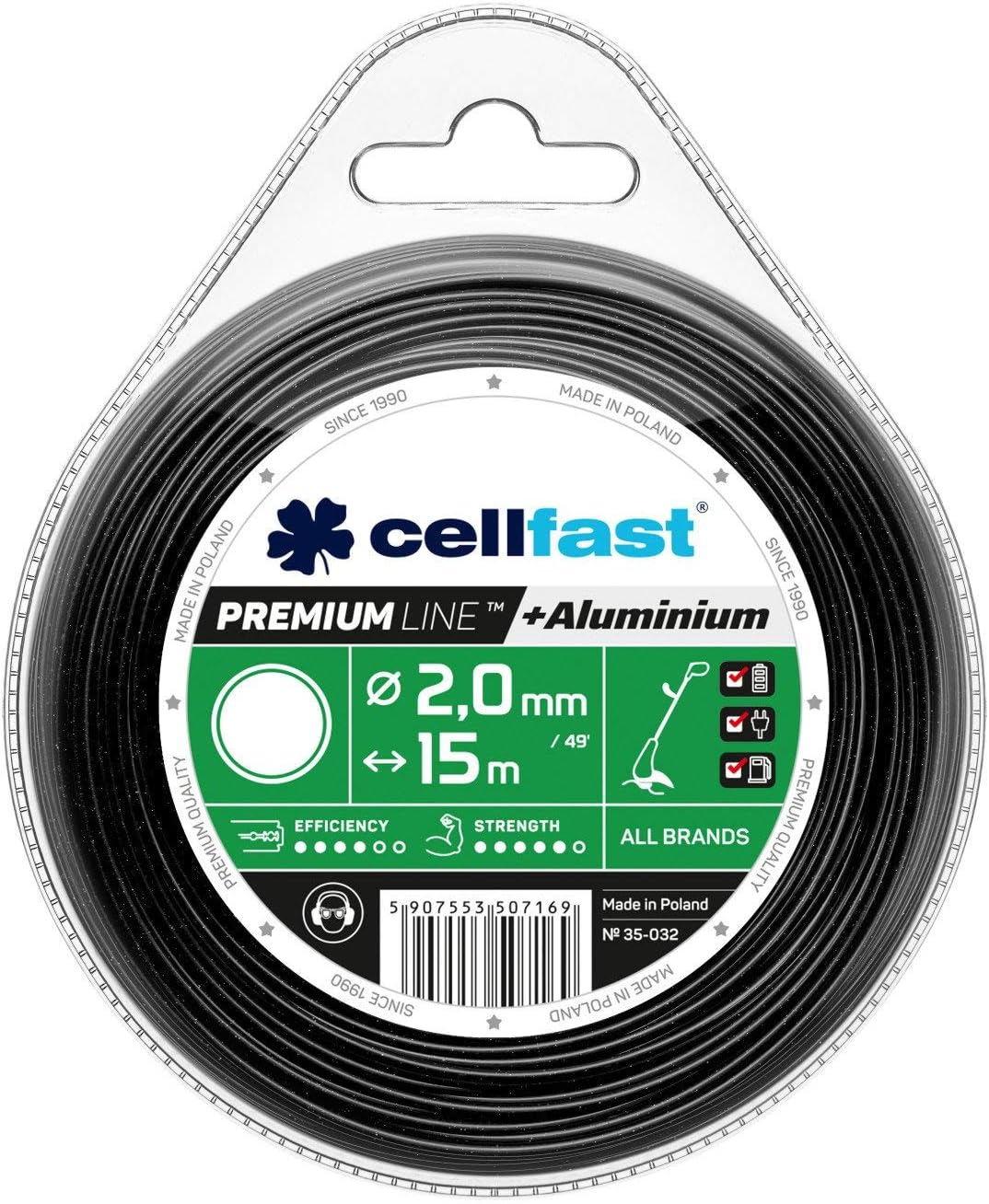 Cellfast żyłka tnąca do podkaszarki wzmocniona aluminium, Premium, 2,0mm/15m