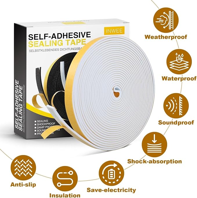 2 rolki piankowych uszczelek do drzwi/okien 12 mm x 3 mm  2szt x 8m