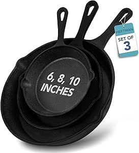 HEFTMAN Zestaw 3 patelni żeliwnych (15, 20, 25 cm)