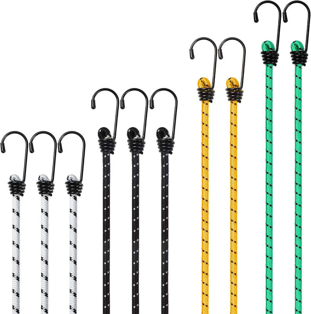 Zestaw 10 gumek napinających z haczykami, uniwersalne pasy mocujące, napinacze bagażu, ekspandery, w 4 długościach