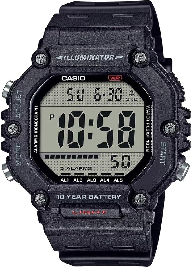 Casio Męski cyfrowy zegarek kwarcowy z plastikowym paskiem AE-1600H-1AVEF